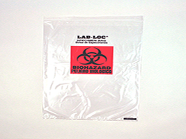 Lab-Loc Specimen Bags with Removable Biohazard Symbol Printed "STAT" - Yellow